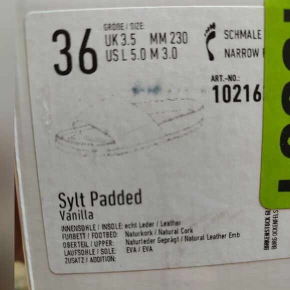 Birkenstock Womens 1774 Sylt Vanilla Padded Leather Slides. NIB. Size 5N - Picture 6 of 9